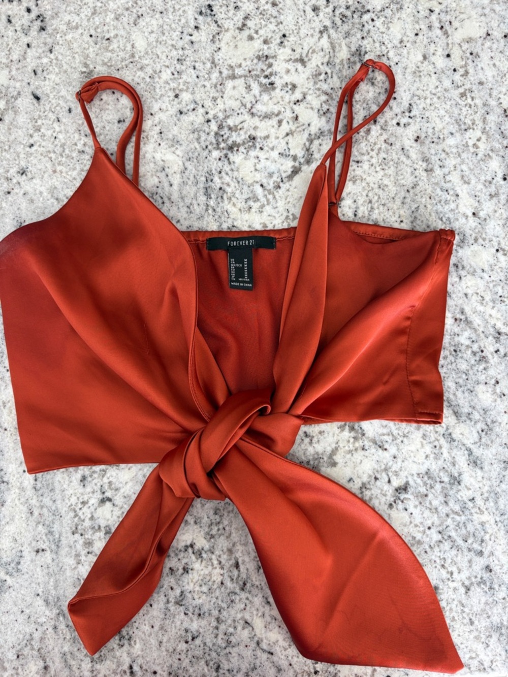 Forever 21 Rust Orange Satin Tie-Front Camisole